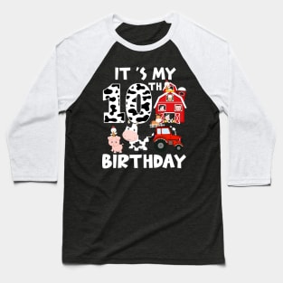 Farm Animals 10 Year Old It's My 10th Birthday Party Bday Girl Baseball T-Shirt